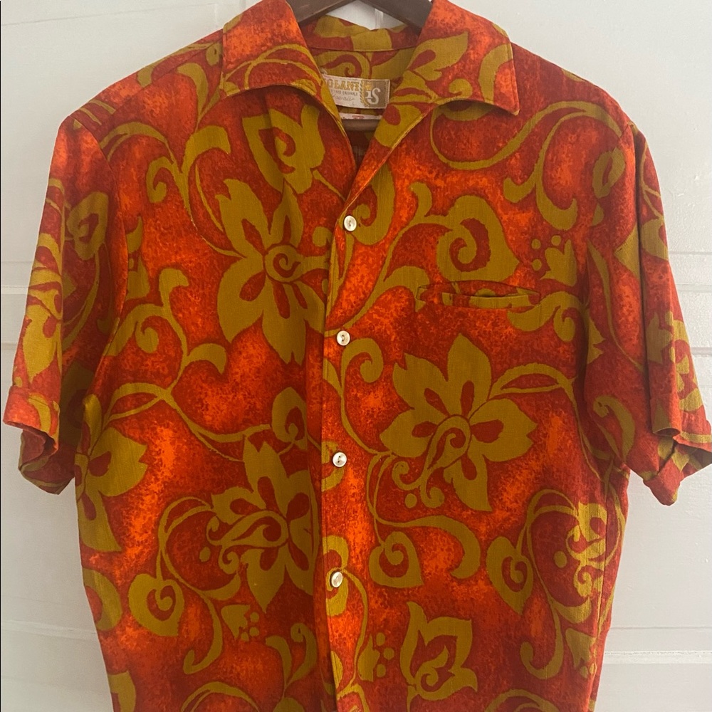 Vintage 60’s Barkcloth Hapa Jac Hawaiian Shirt